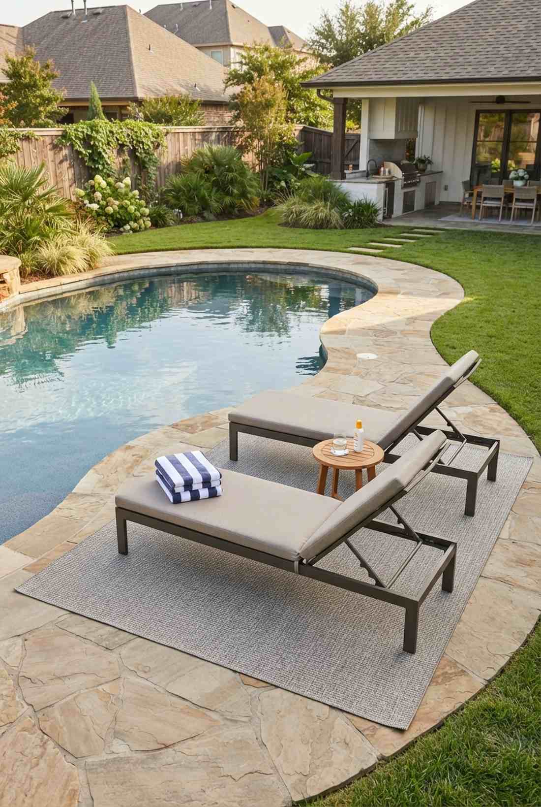 kidney shaped poolside