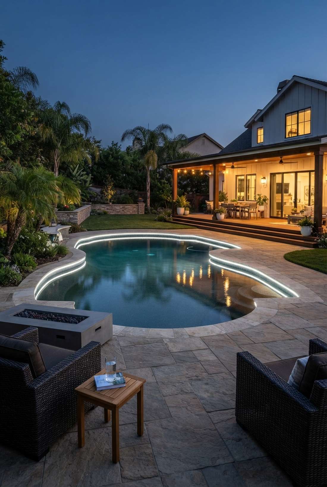 led strip lighting in pool coping