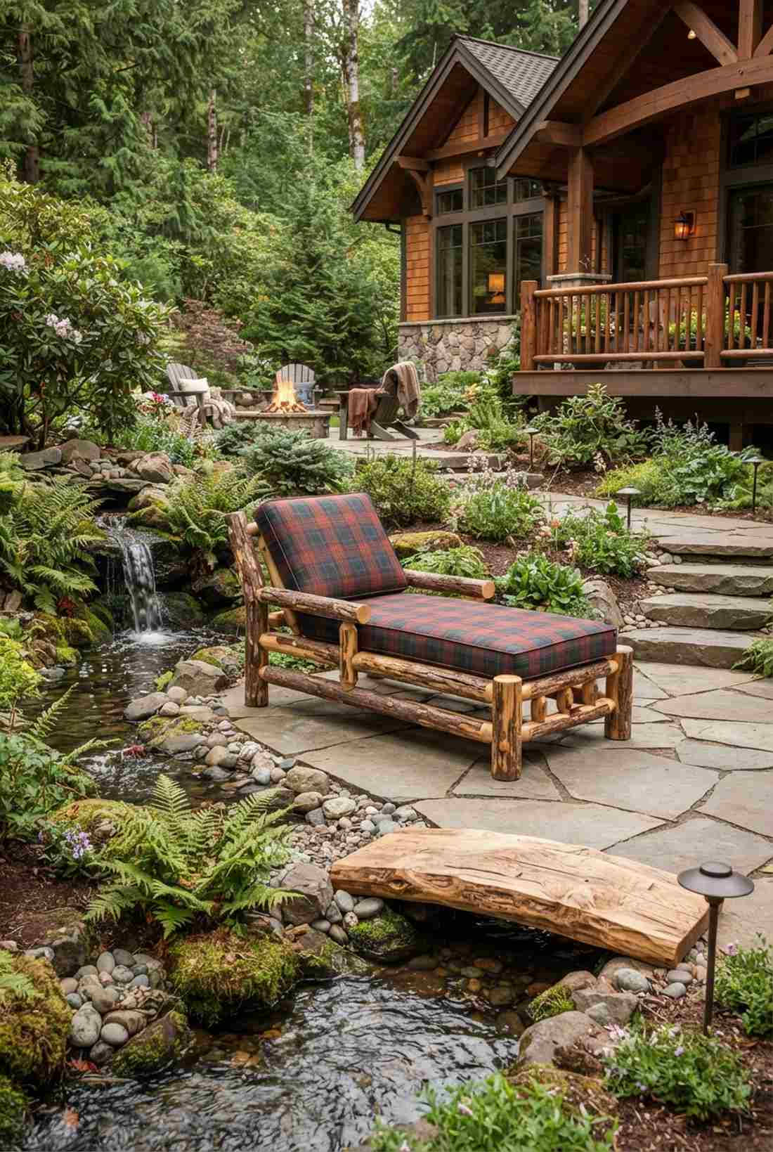 log chaise with cushion