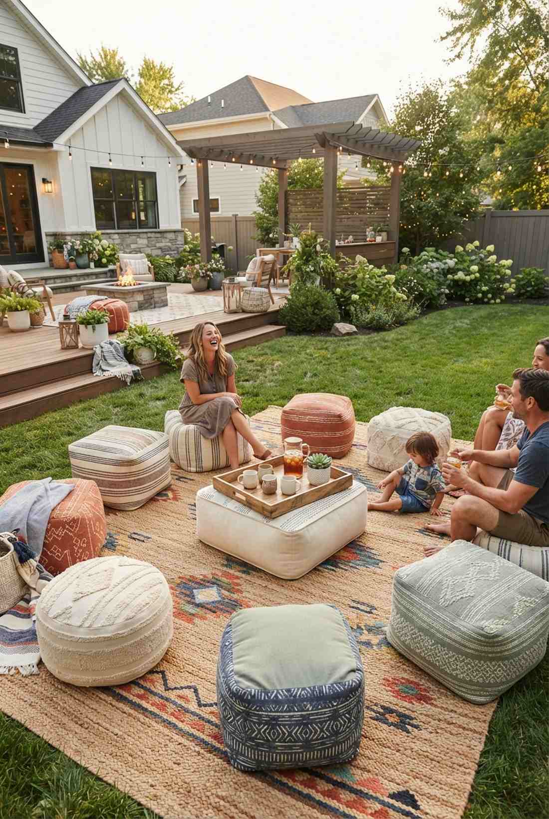 portable outdoor pouf seating