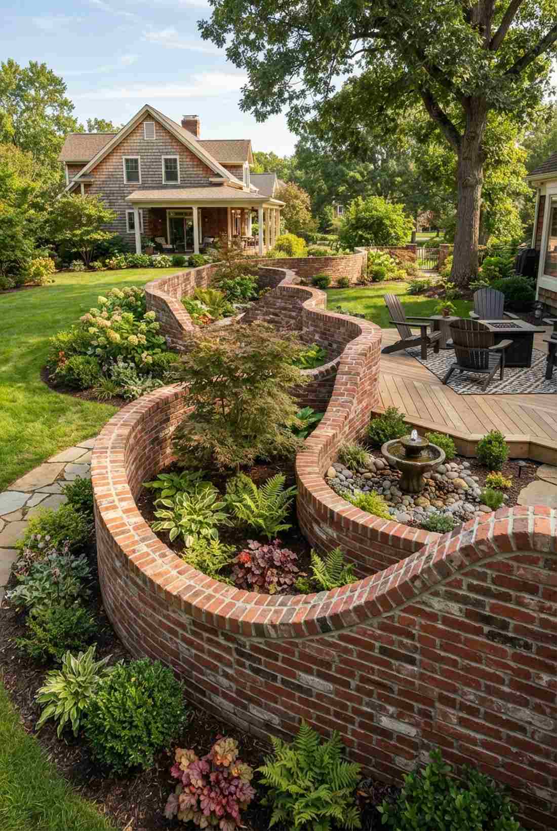 serpentine curved brick wall