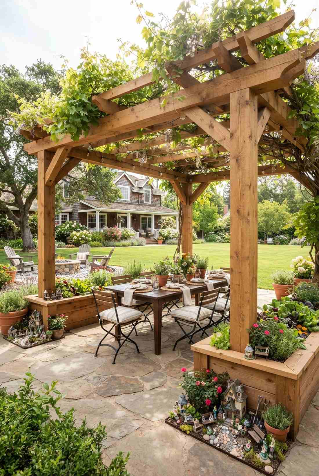 bed and pergola combination