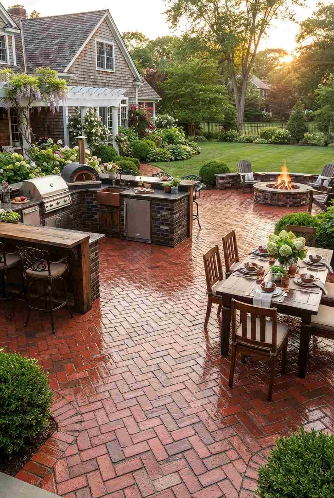 brick herringbone courtyards