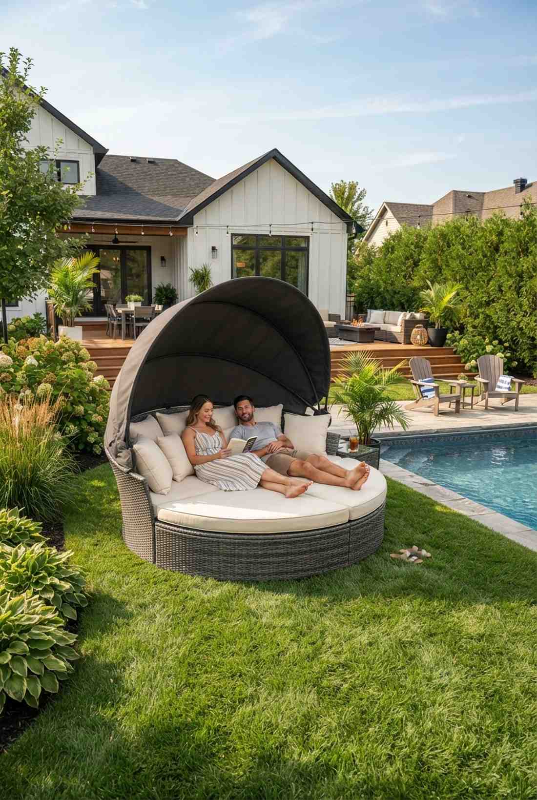 circular daybed with rotating canopy