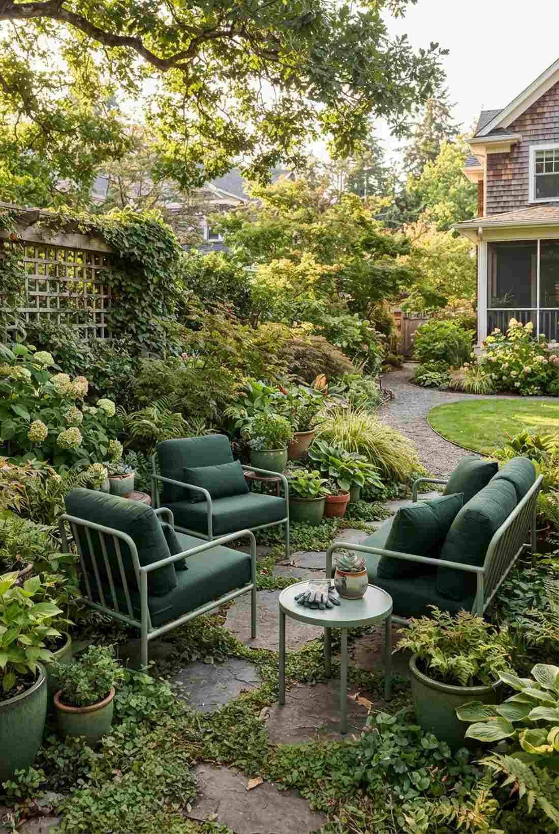 green tonal garden integration