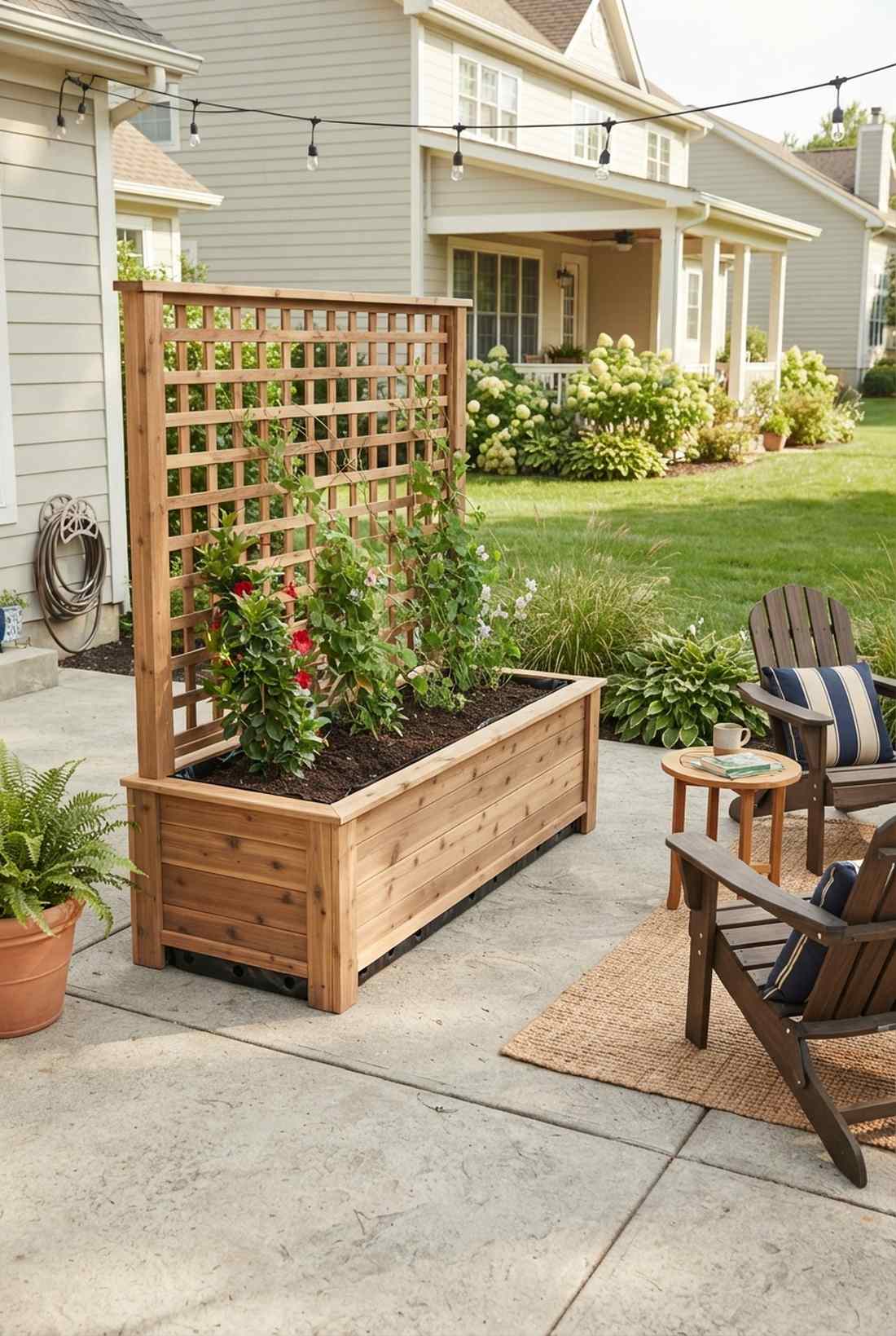 planter box integrated trellis