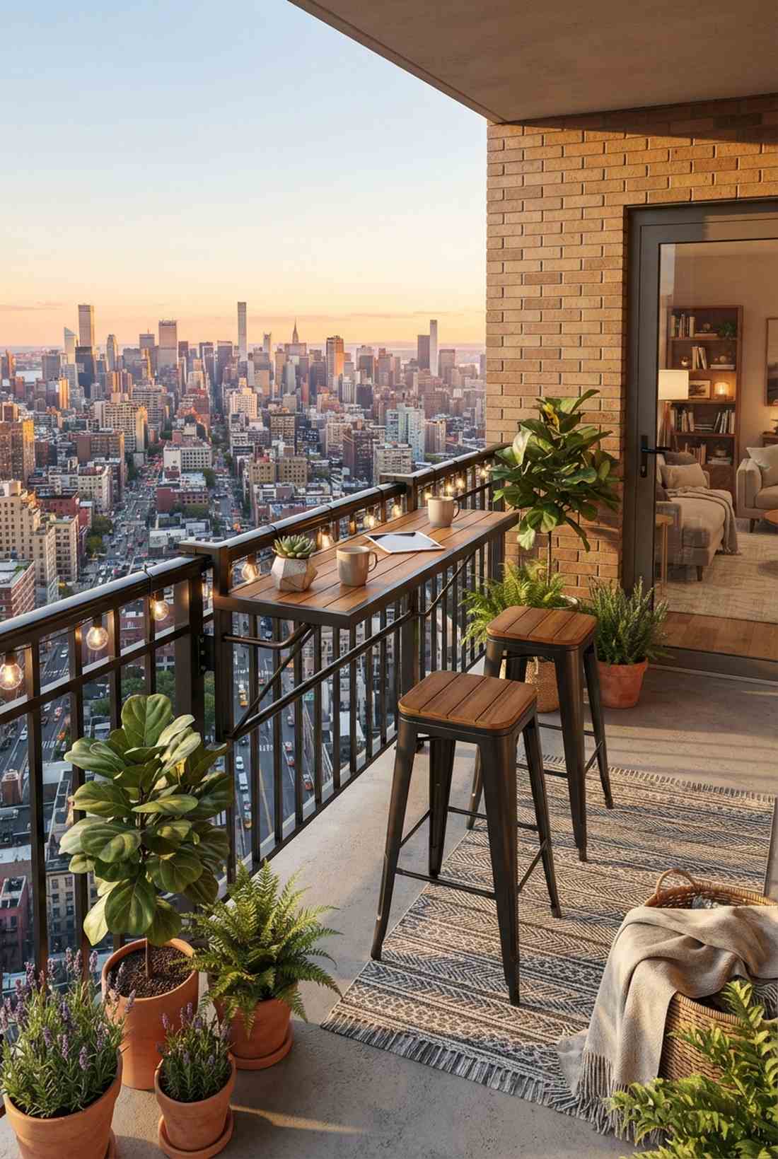 rail mounted balcony table and chairs