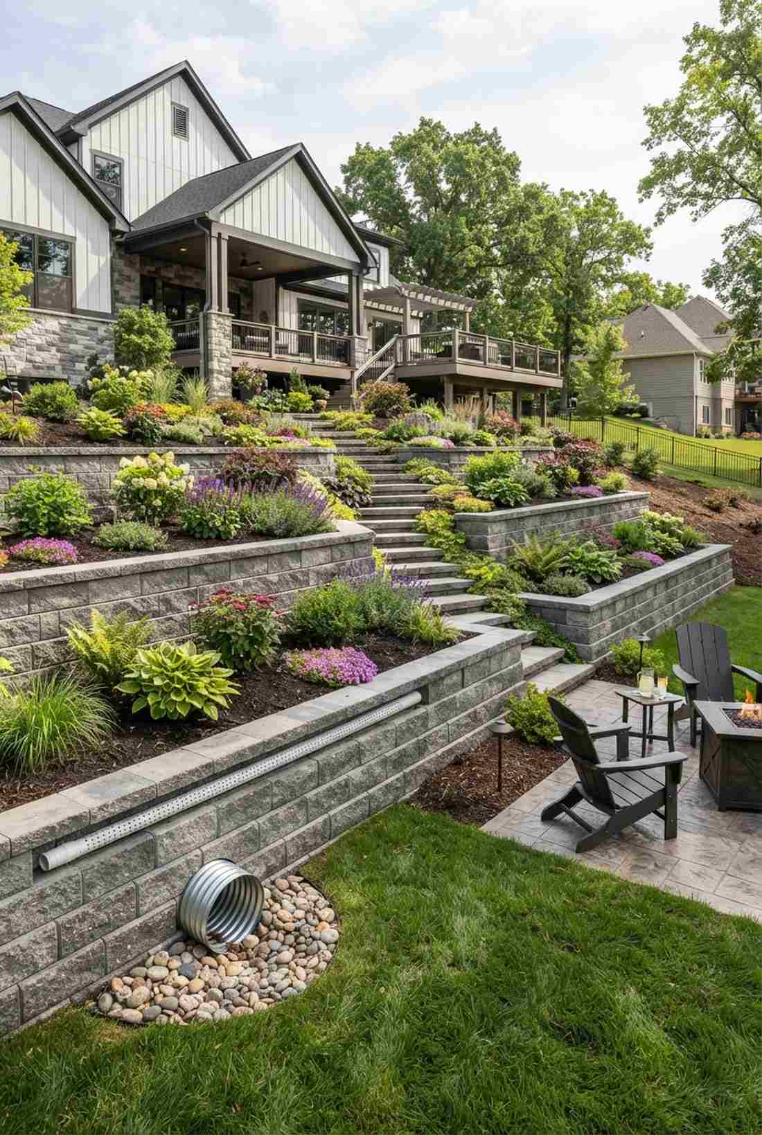retaining wall terraced garden