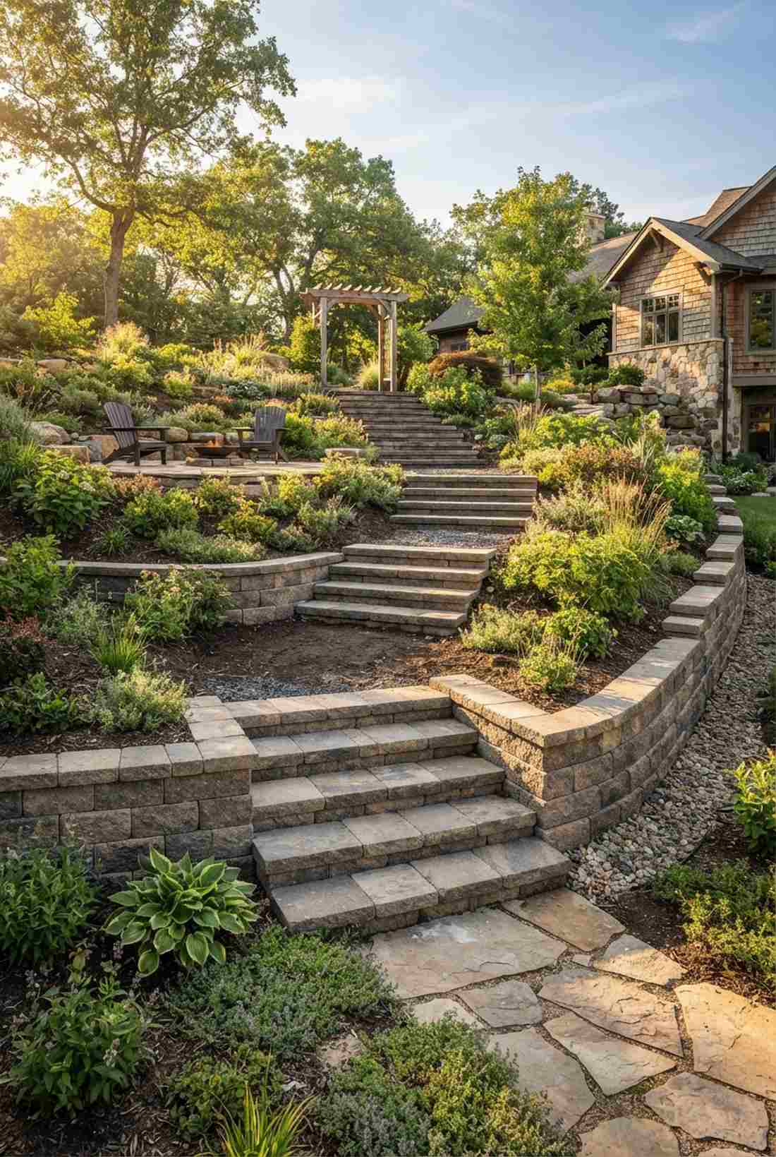 terraced slope navigation
