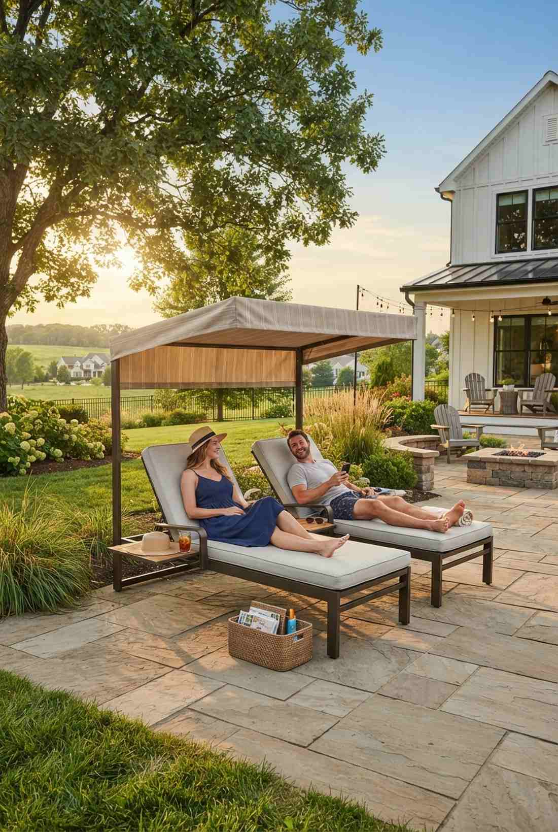 double chaise cabana lounger