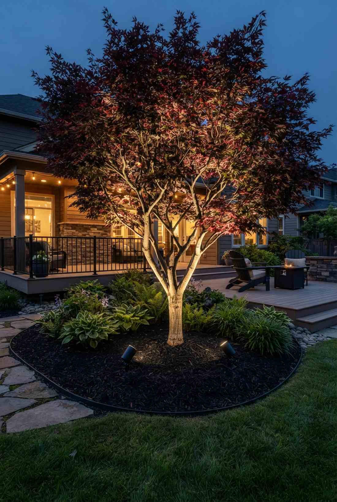 garden bed uplighting canisters