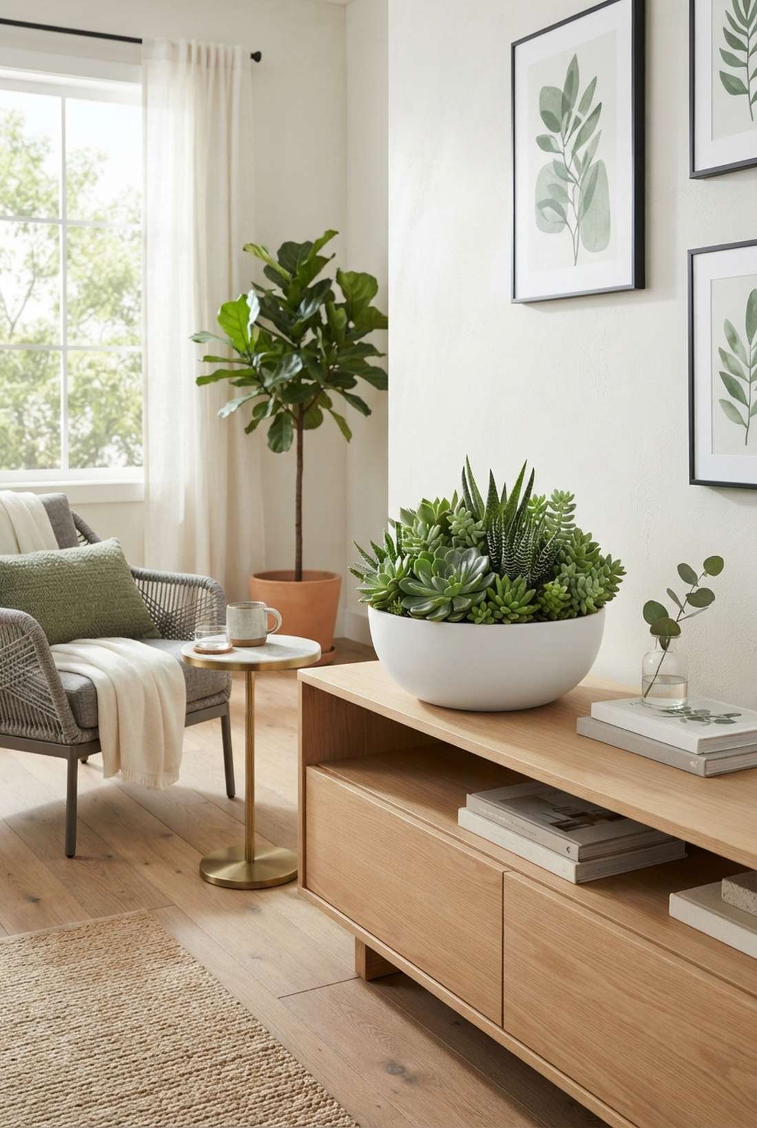 monochromatic green succulent display