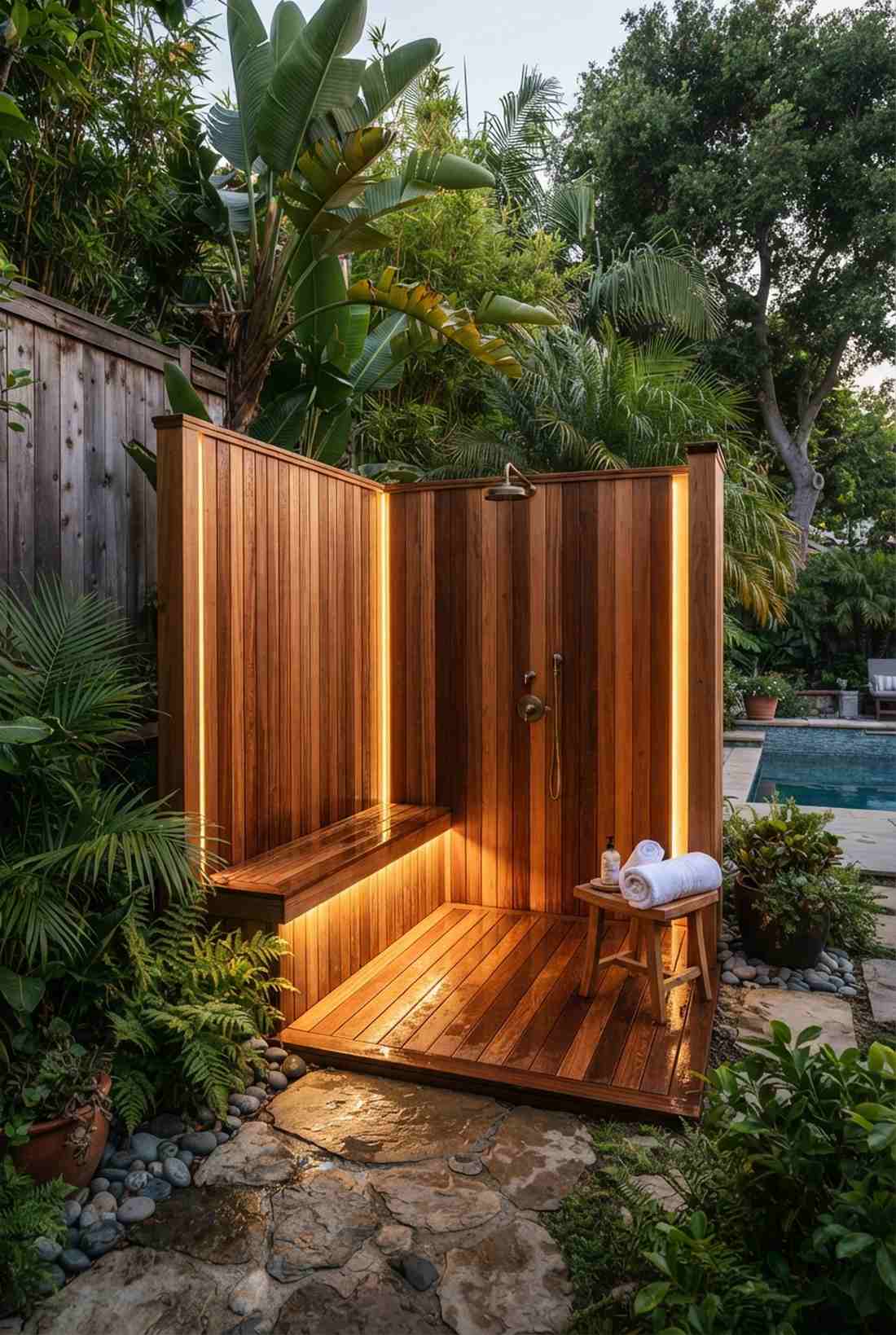 outdoor shower accent lighting