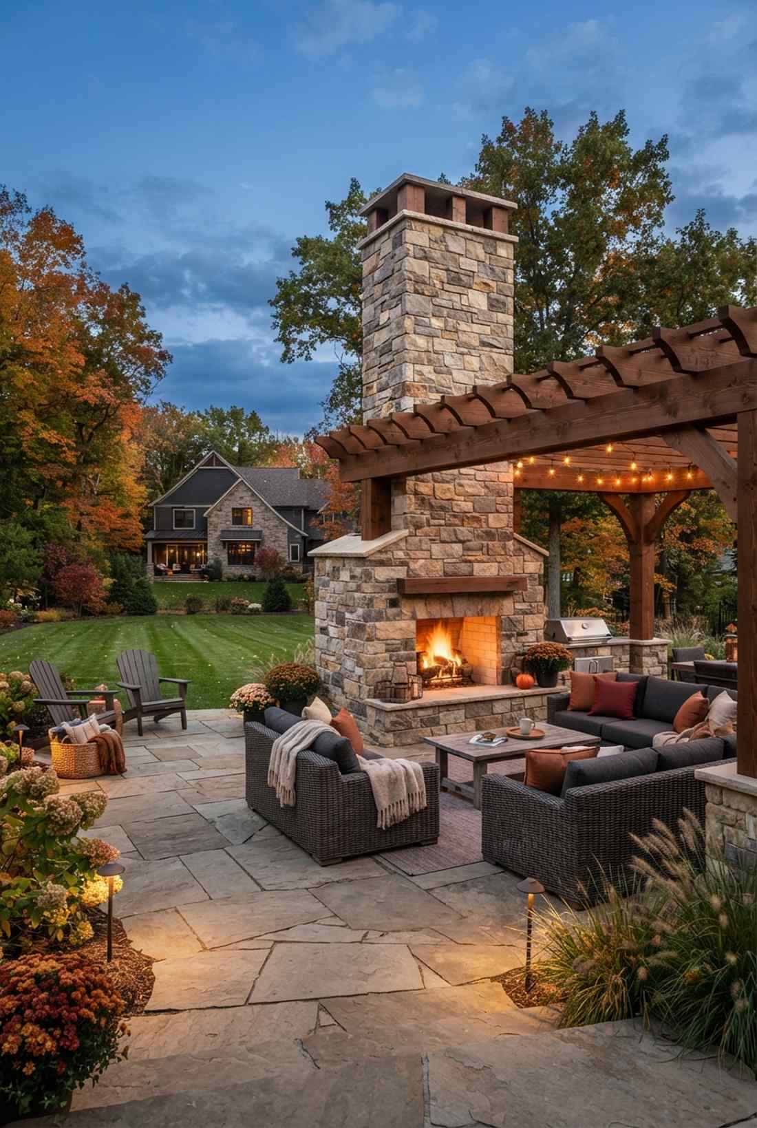 pergola with fireplace integration