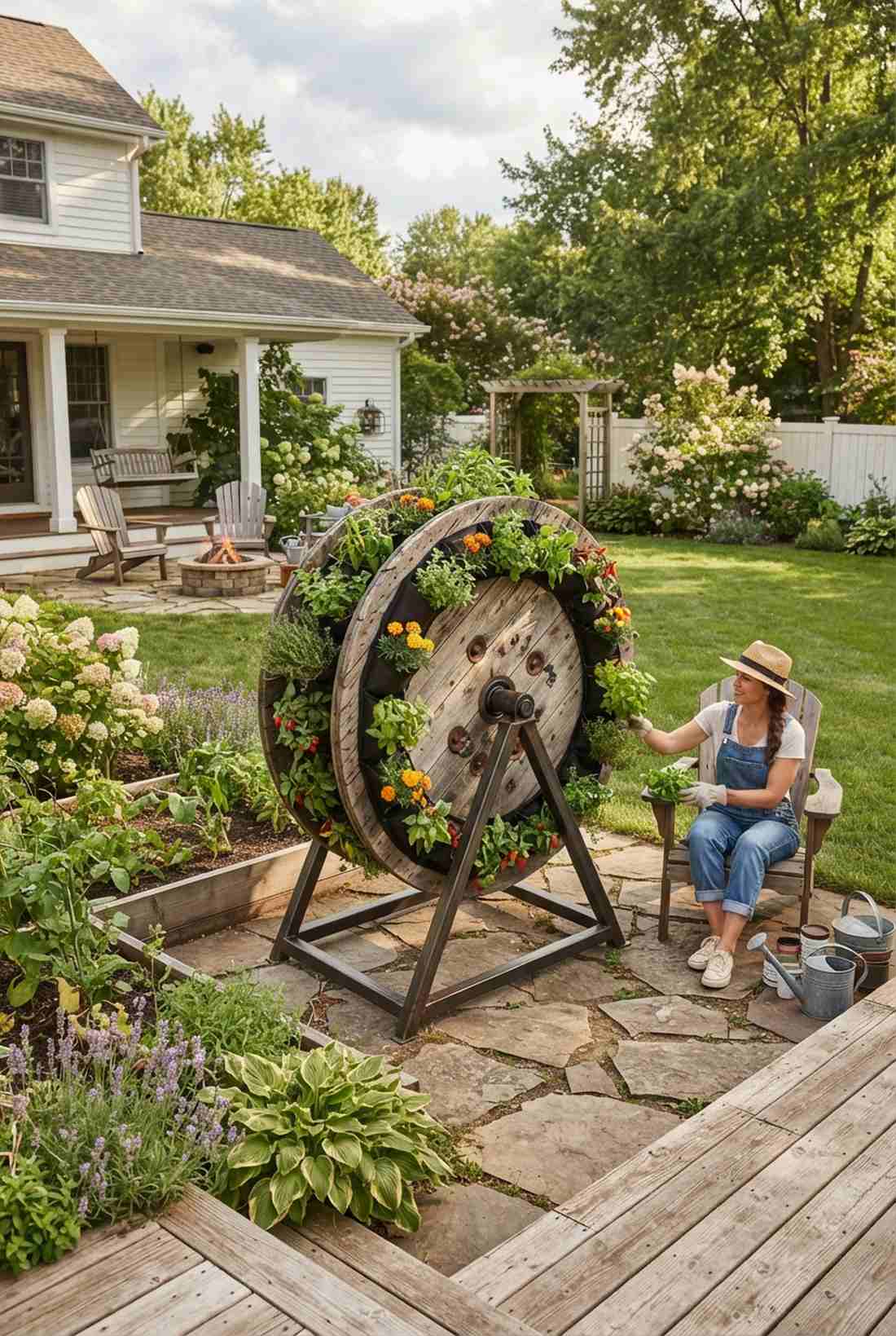 rotating elevated garden wheel
