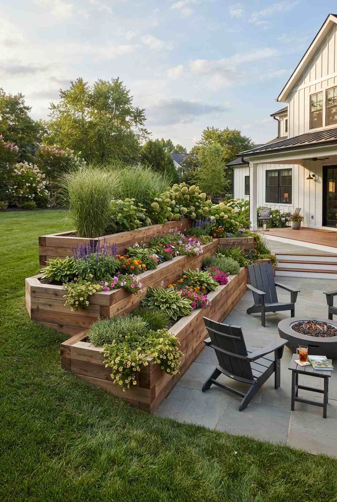 tiered raised planter wall