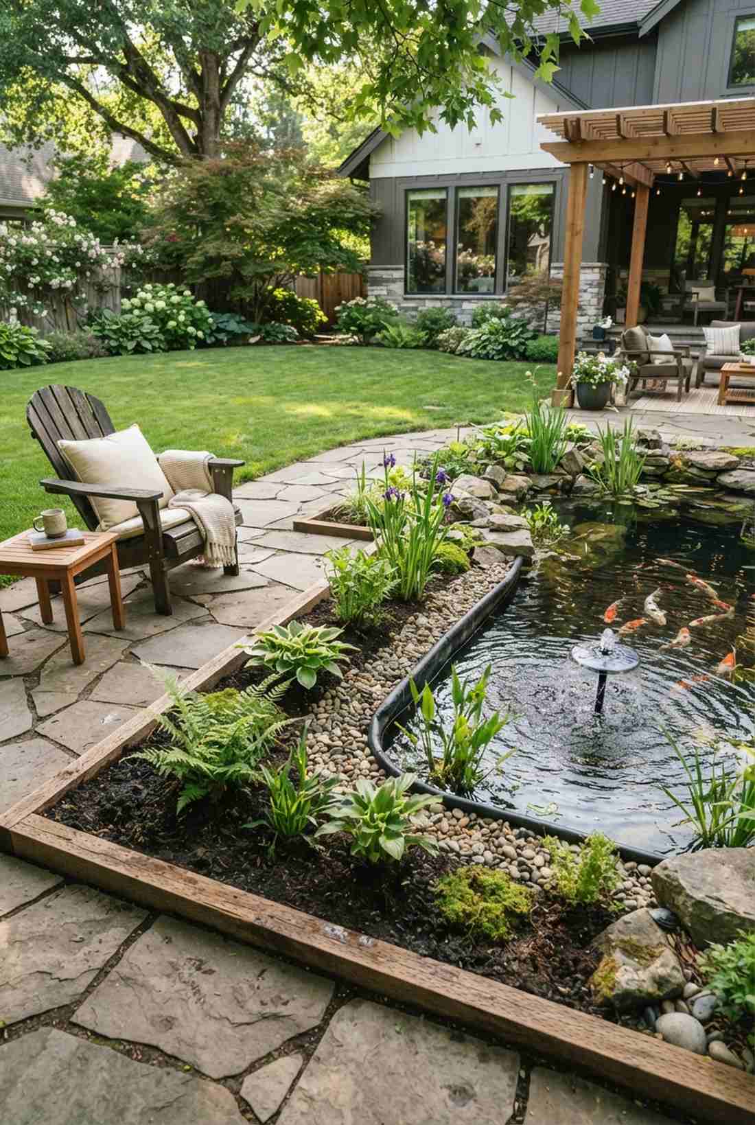 water feature edge bed