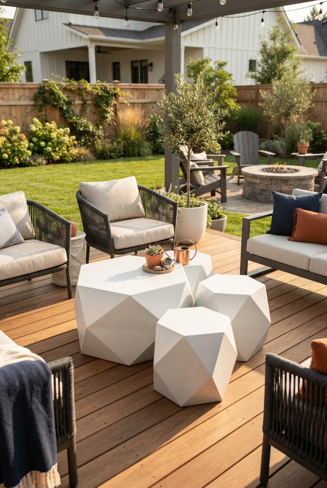 faceted geometric ottomans