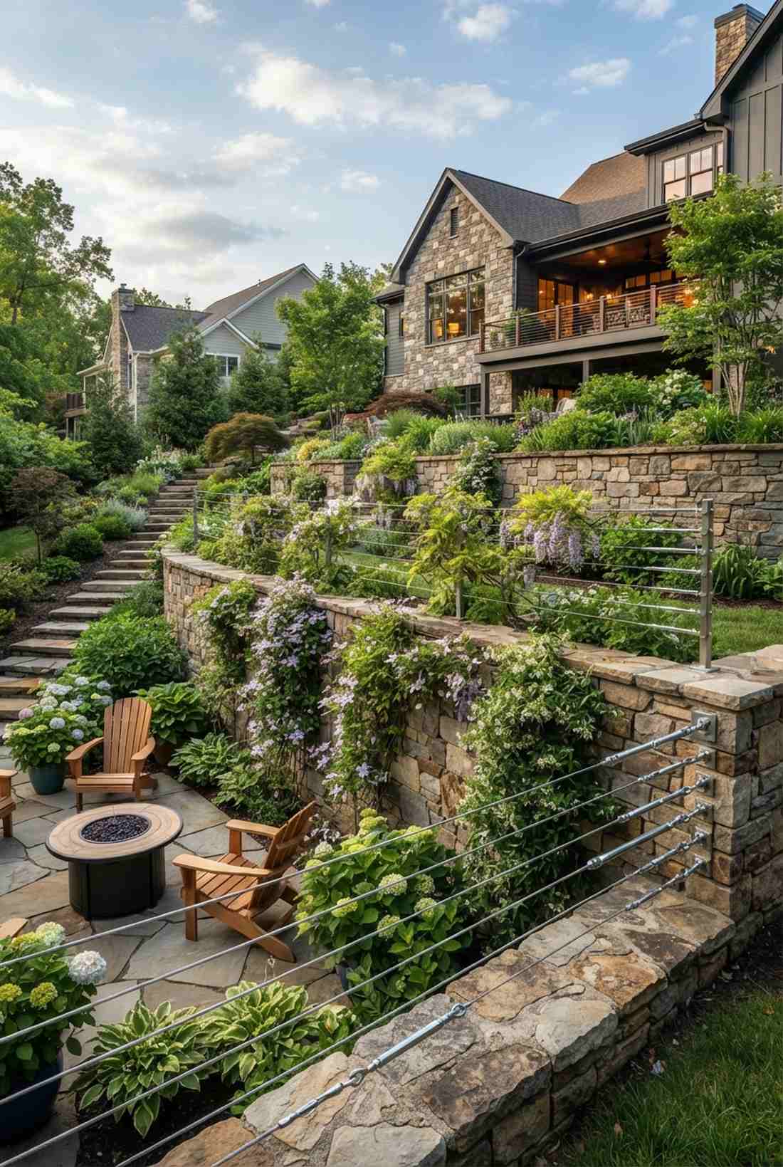 retaining wall terraced support