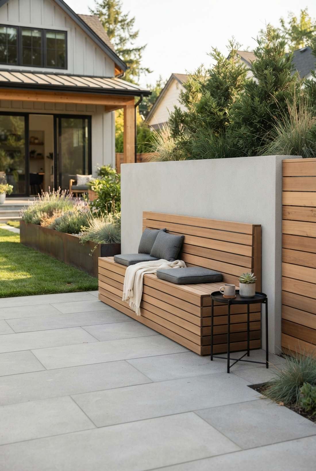 simple slatted garden bench