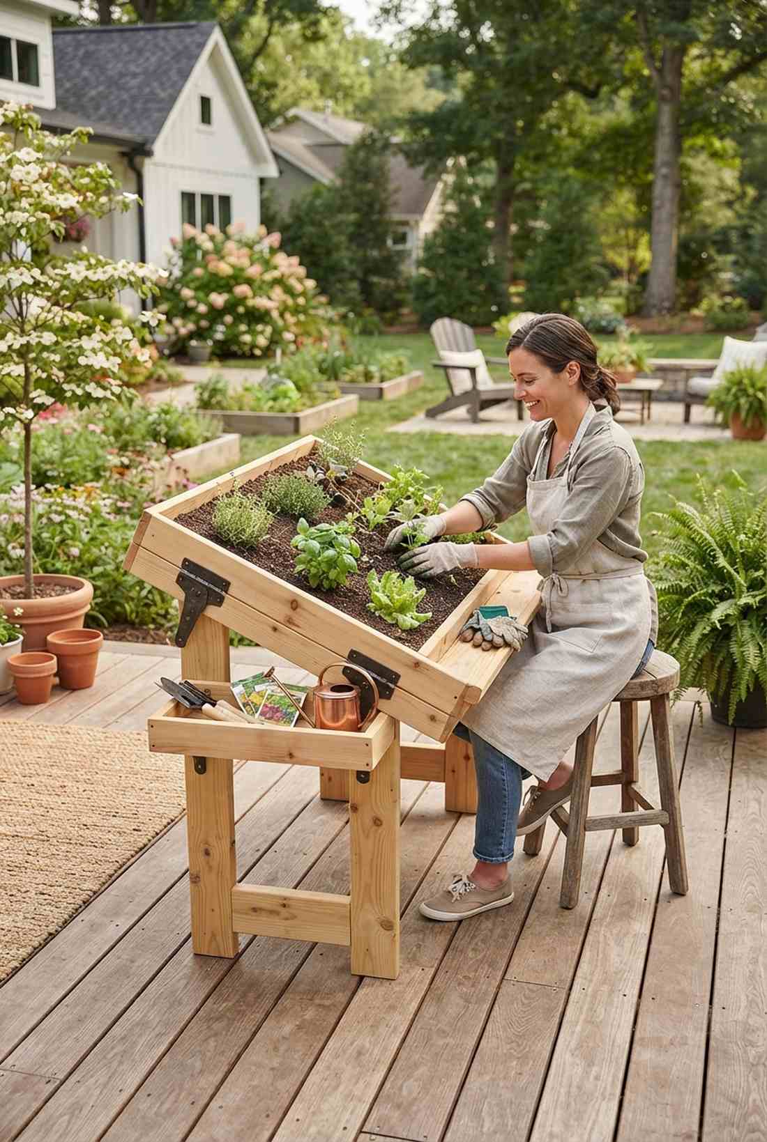 tilting elevated work surface