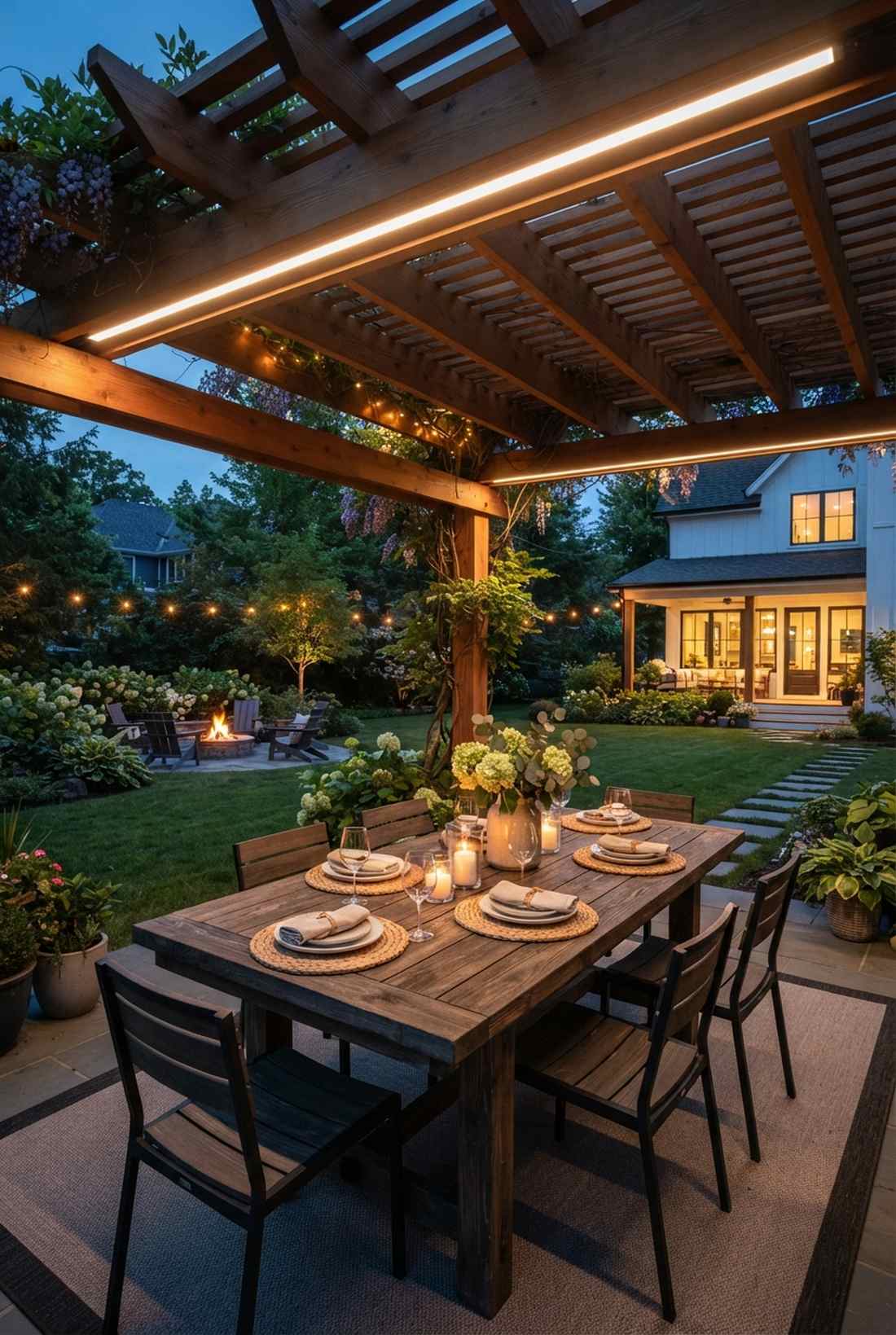 trellis pergola integrated rail lights