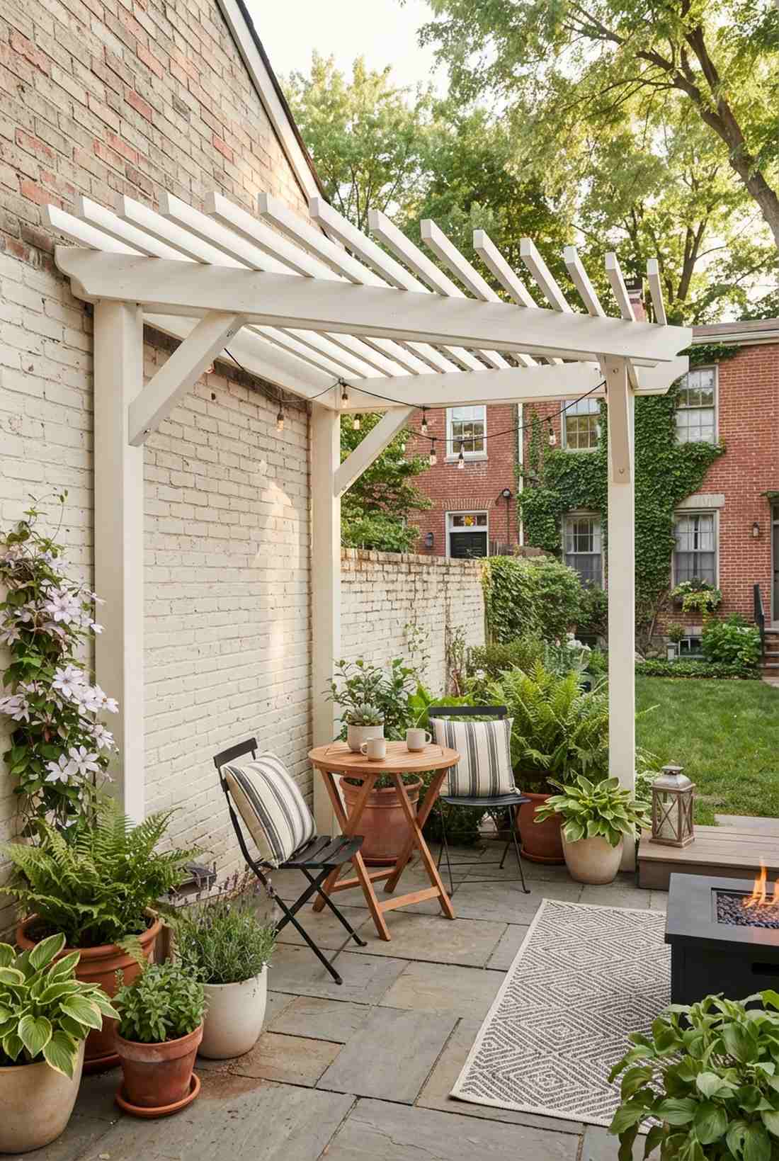 corner mounted pergola for small patios