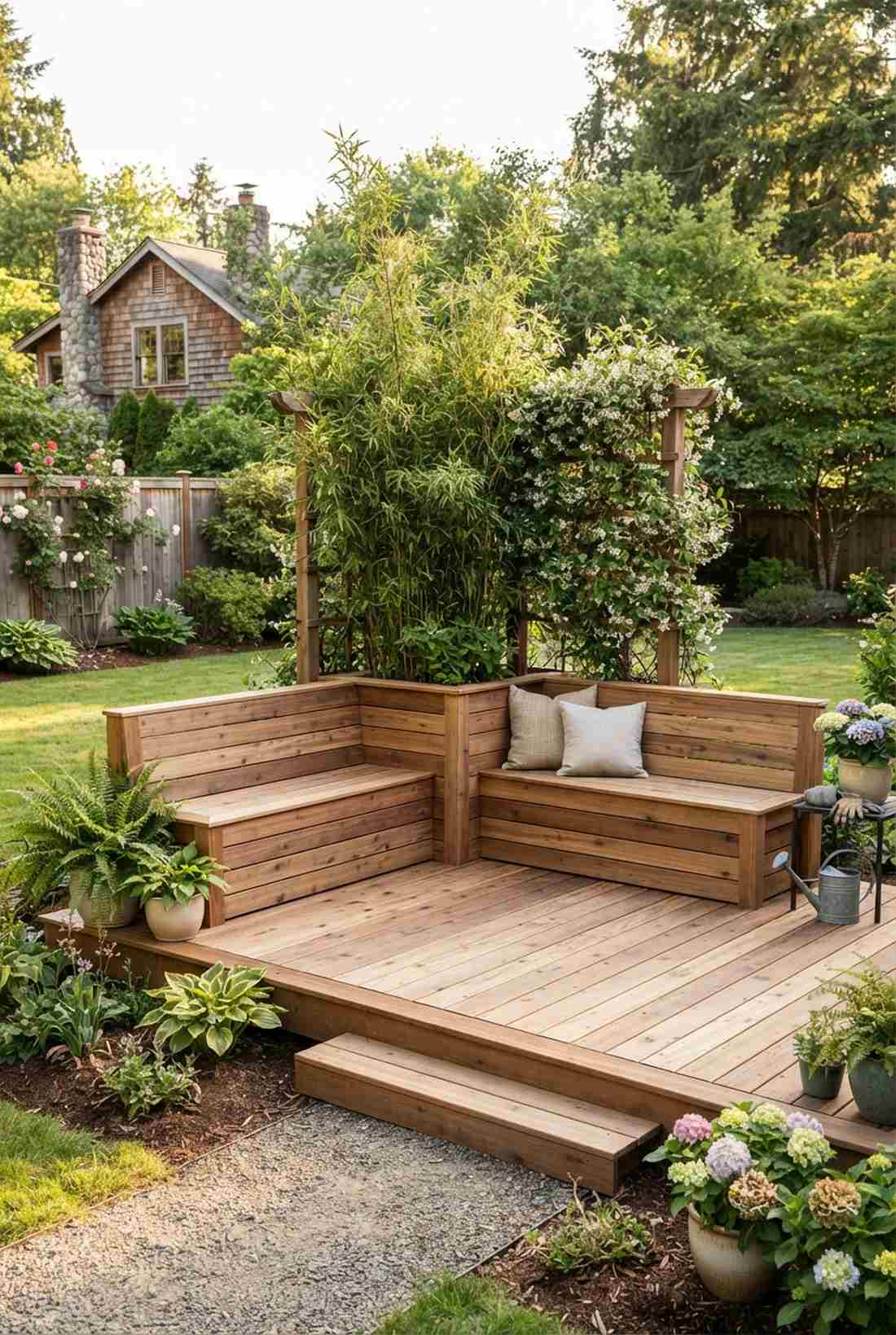 corner planter bench combination