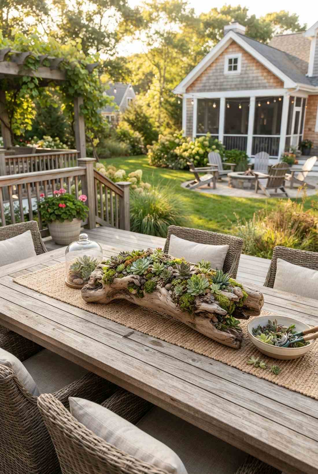 driftwood planted succulents