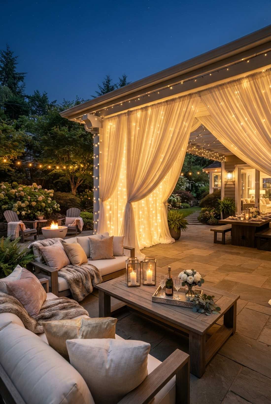 lights with flowing fabric draping