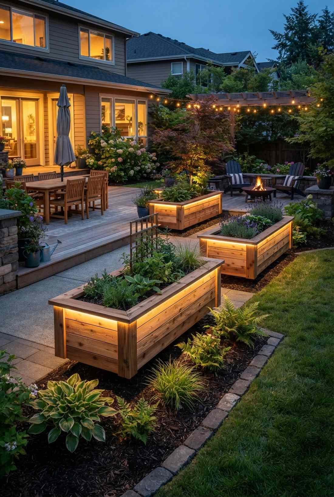 planter box rim accent lighting
