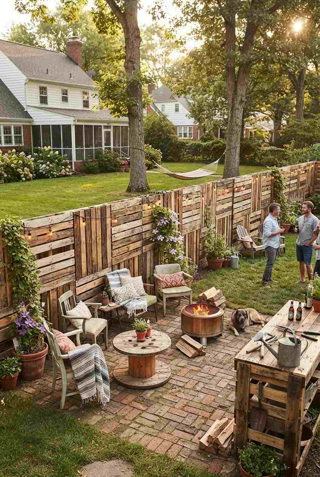 reclaimed pallet wood fence