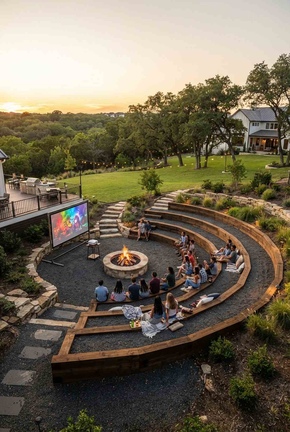 stepped seating amphitheater style