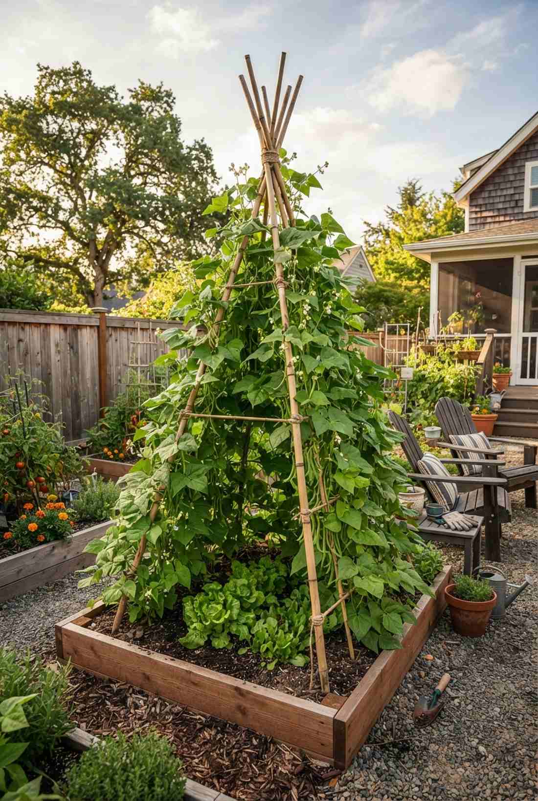 vertical bean teepees