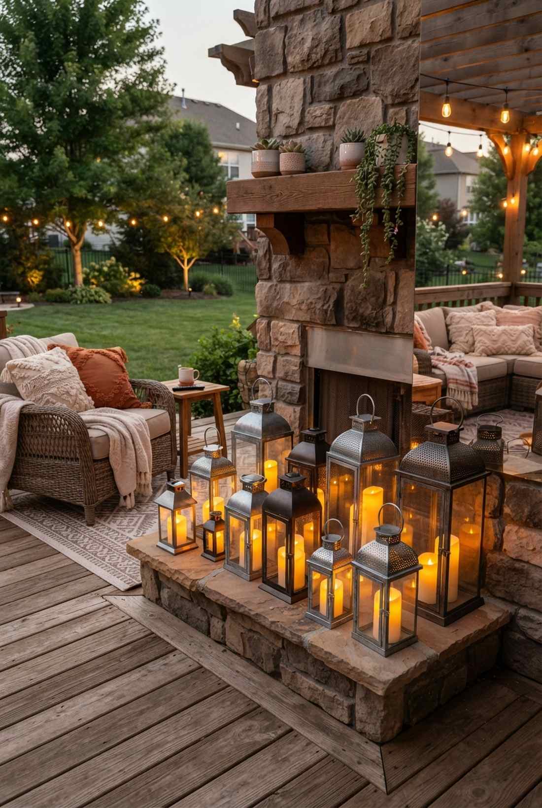 lanterns and candles for layered fire glow
