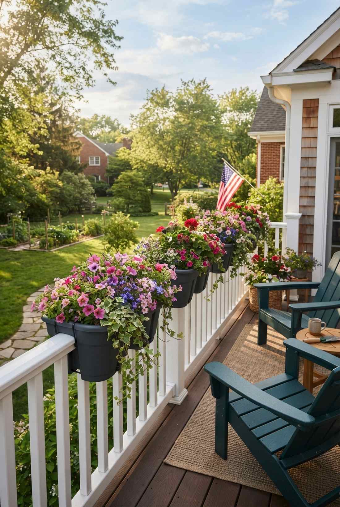 railing saddle planters