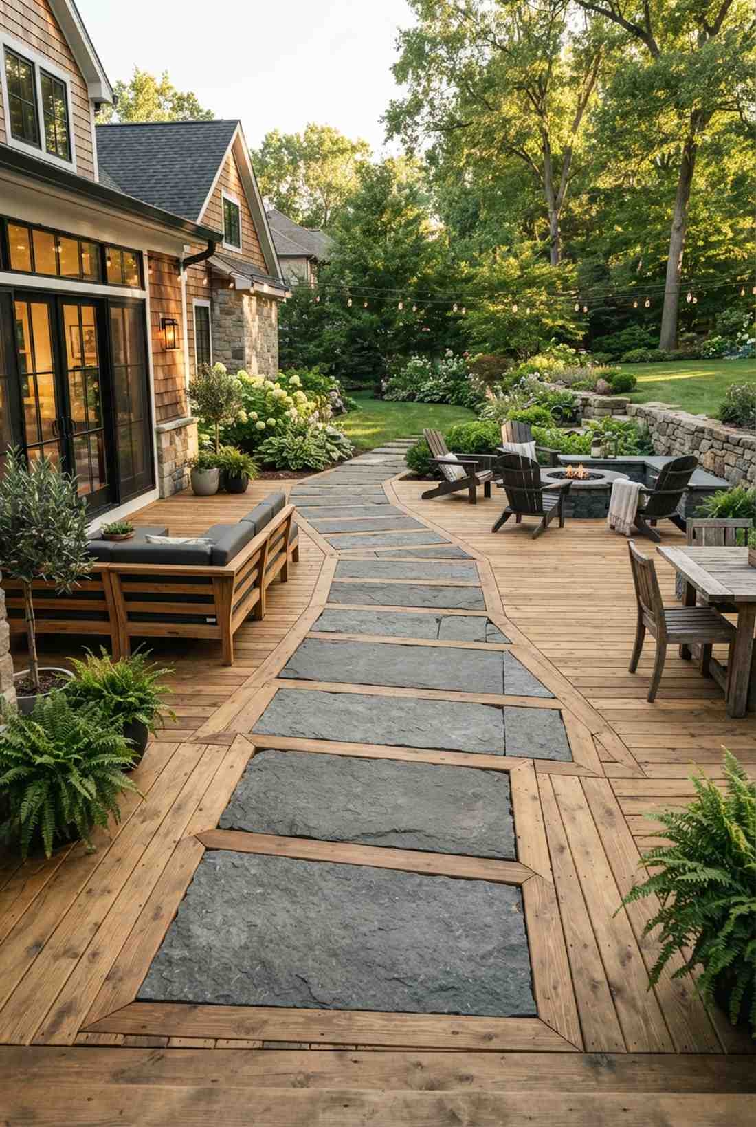 stepping stone path through deck