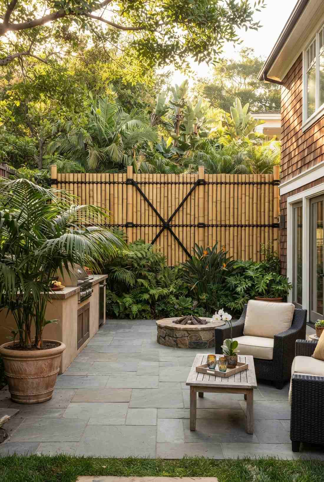bamboo pole tied screen