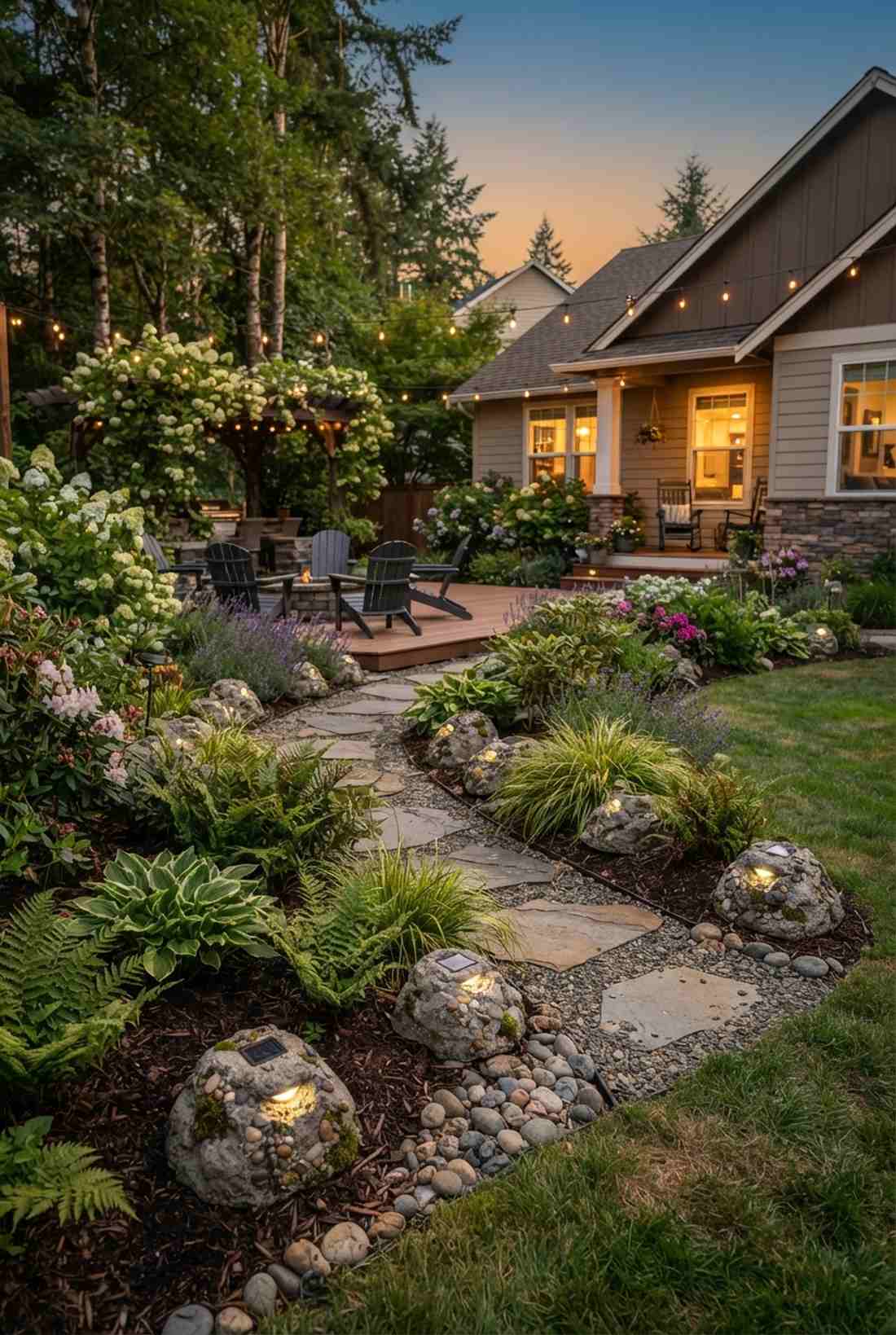 concrete rock solar lights