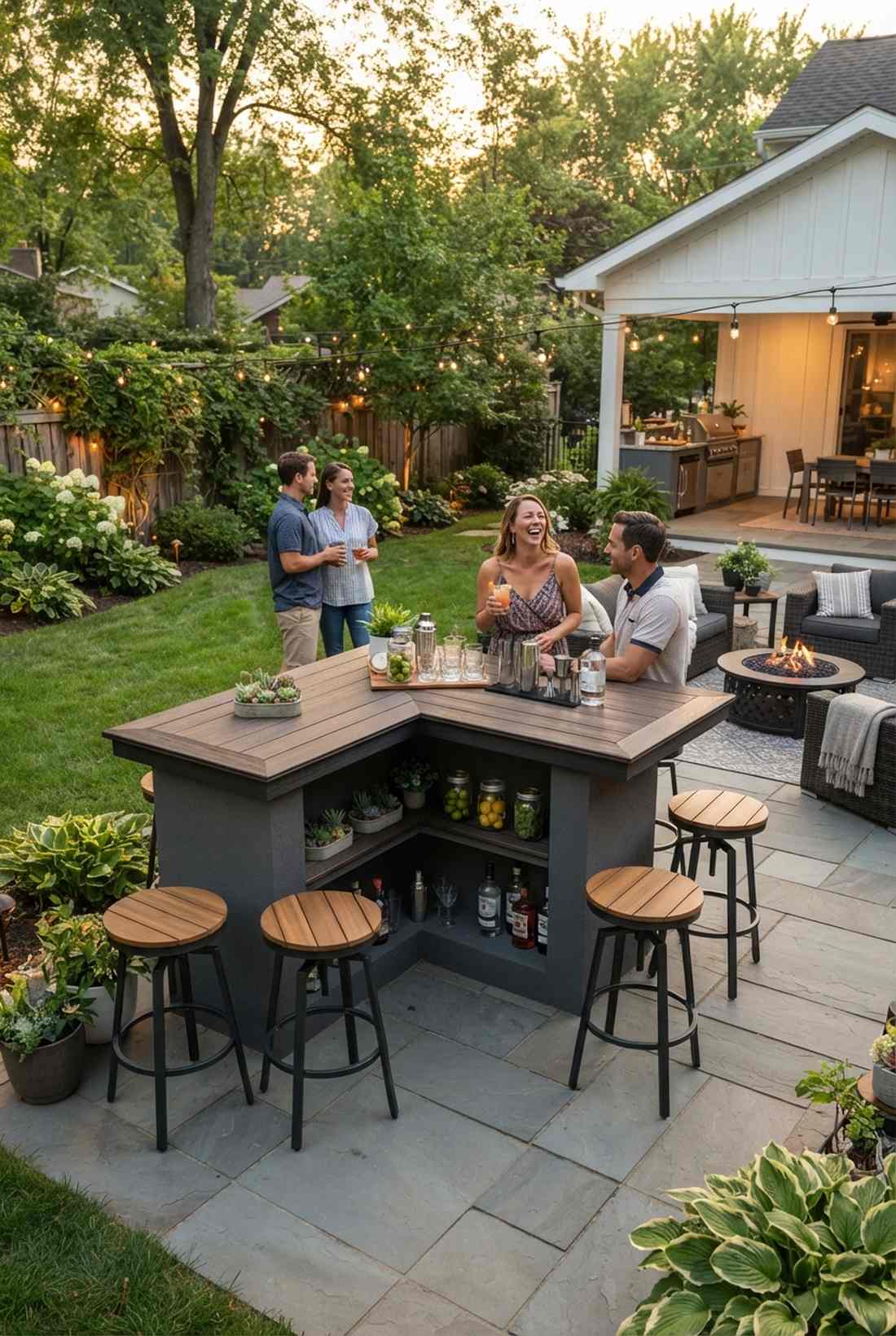 corner bar with swivel stools