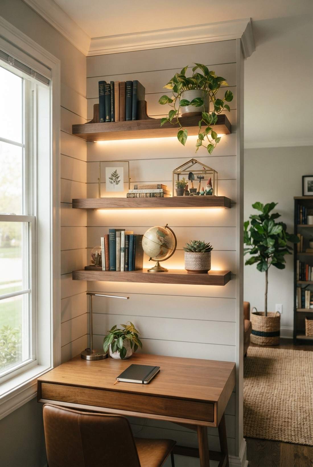 floating shelf accent lighting