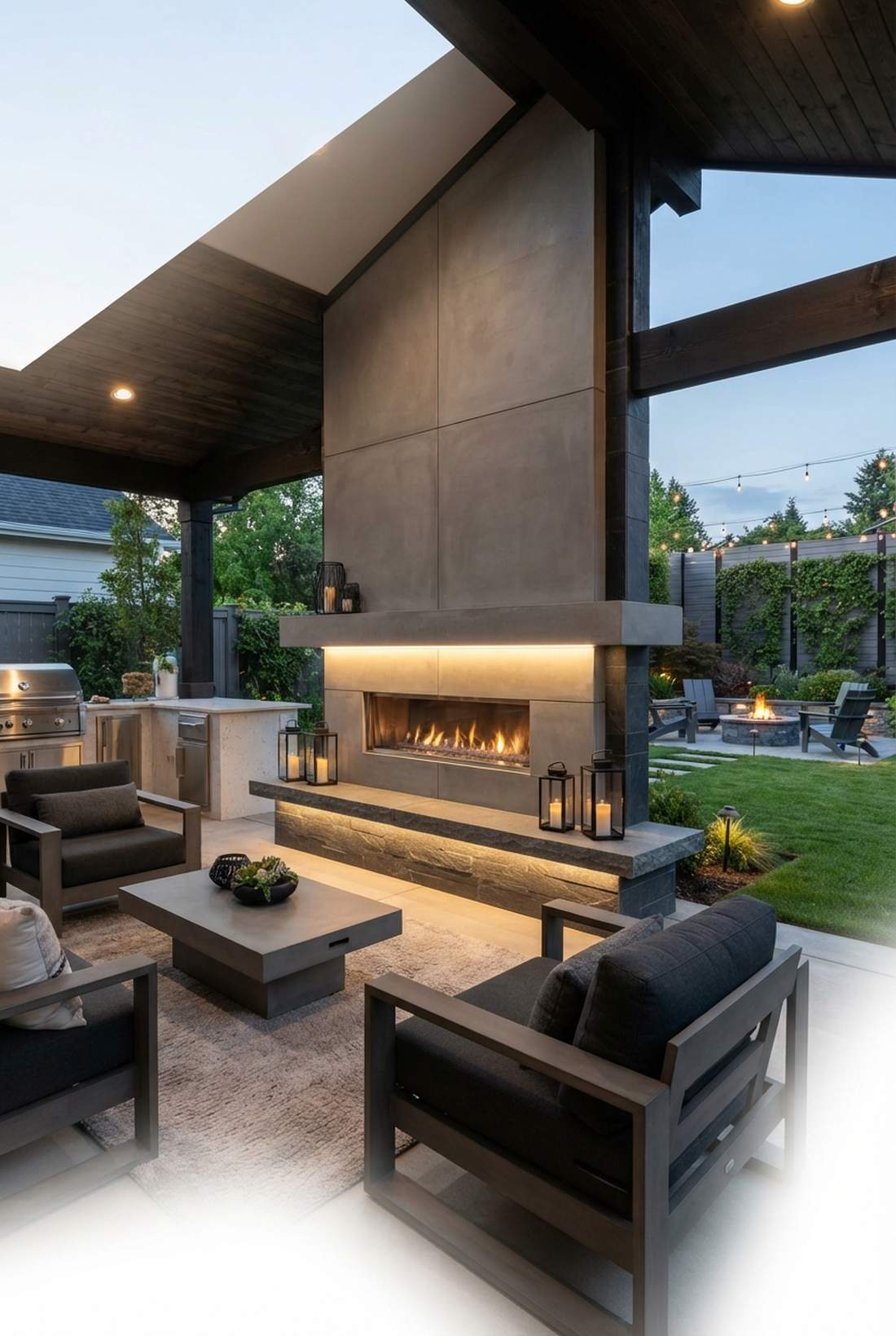 integrated led strips in fireplace surround