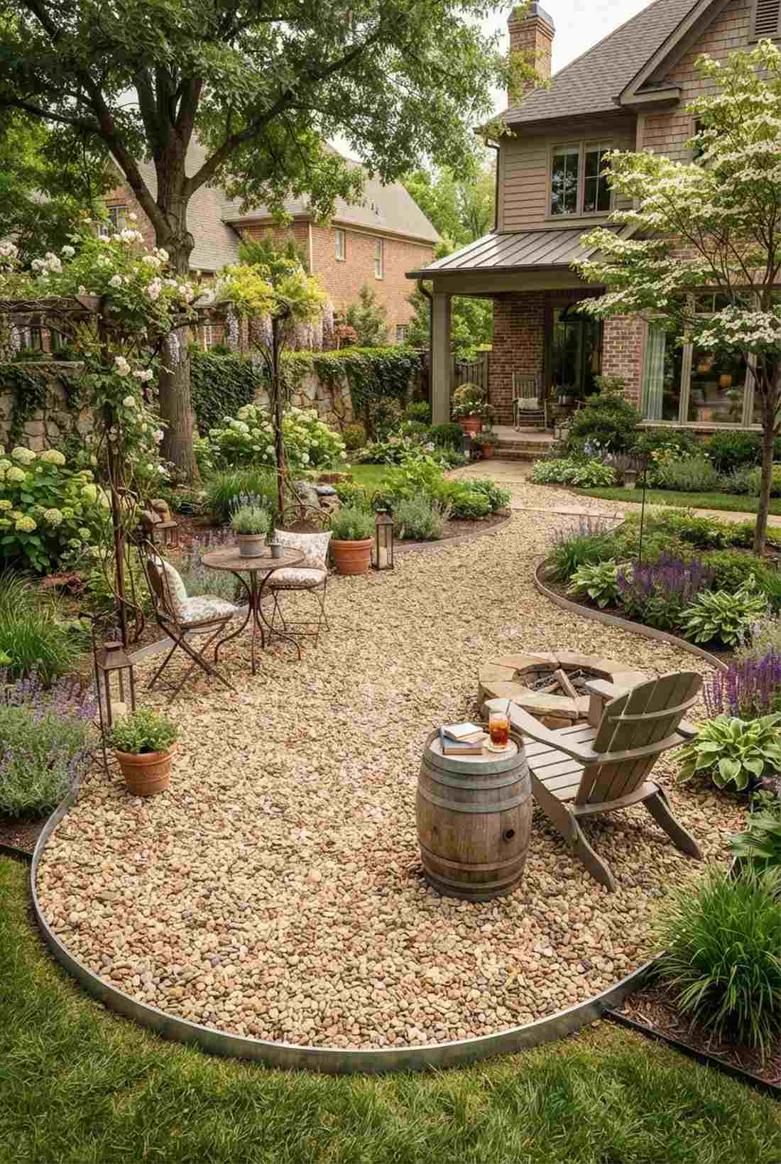 pea gravel courtyard