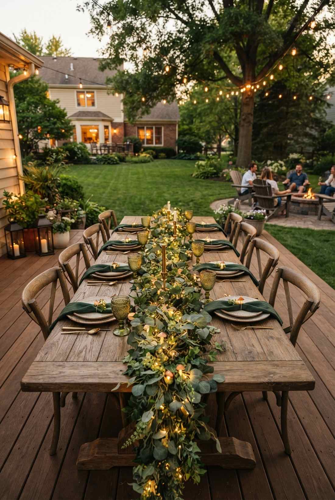 greenery garland with woven lights
