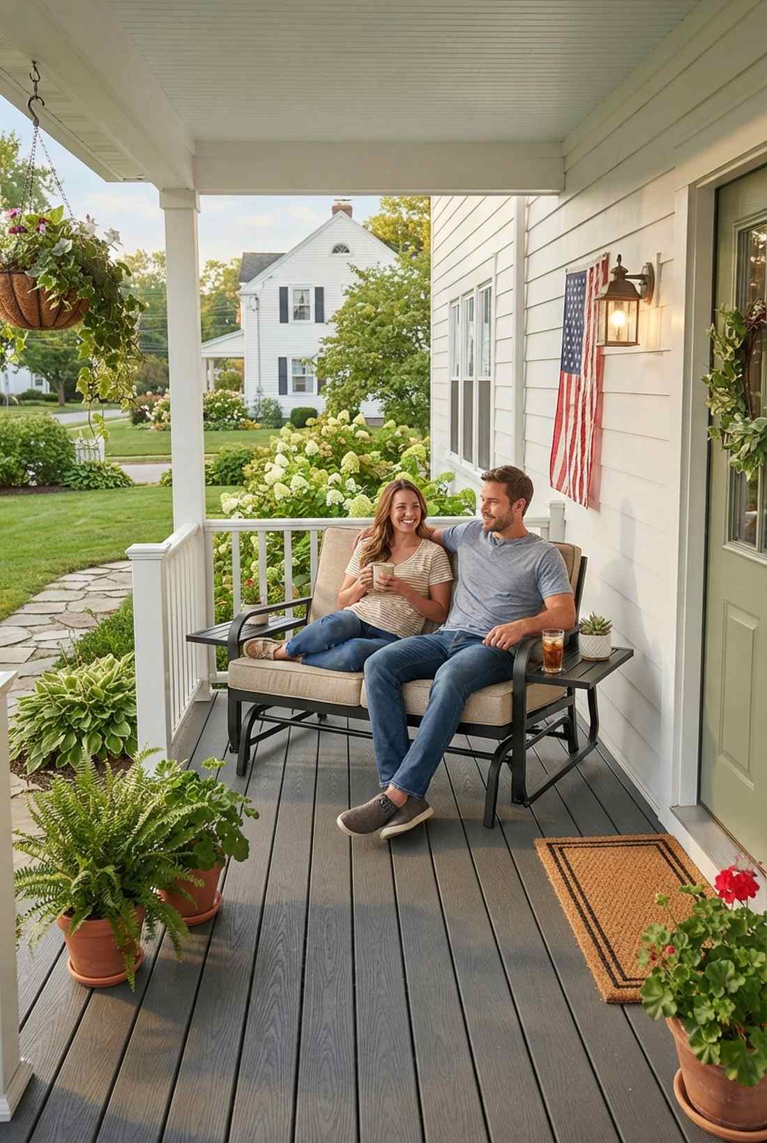 loveseat glider with side tables