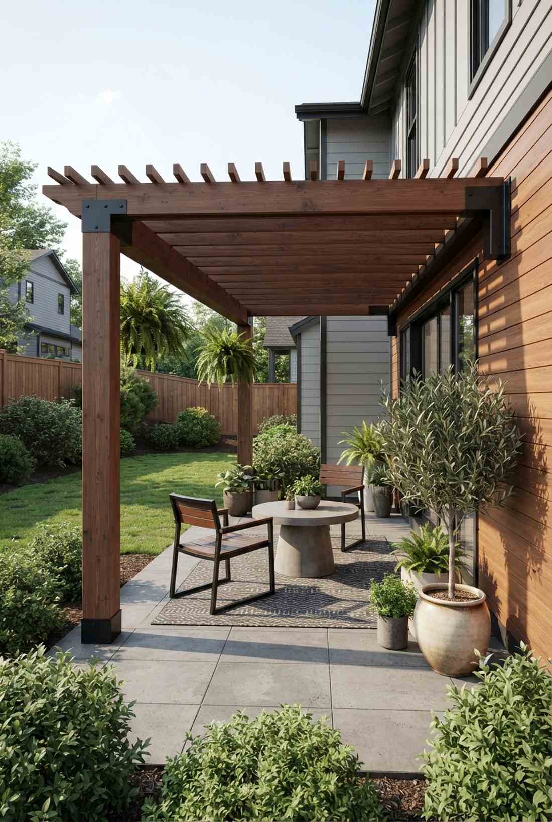 wall mounted single post pergola