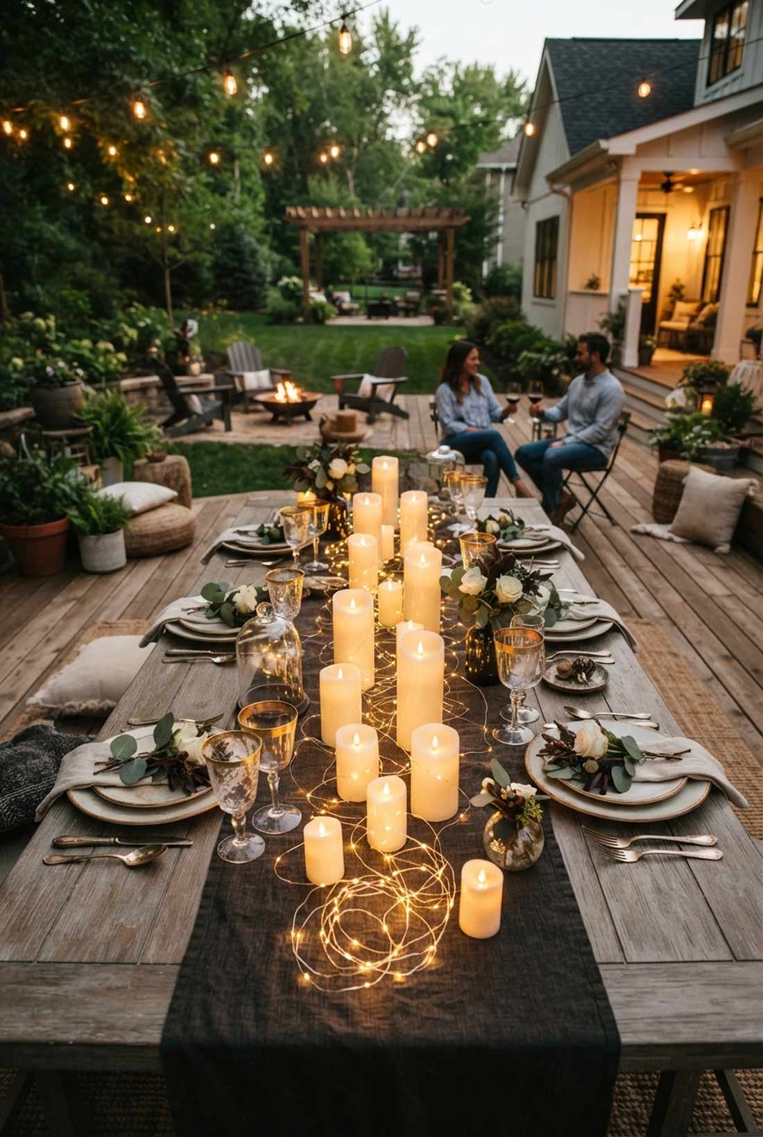 candle and fairy light layering