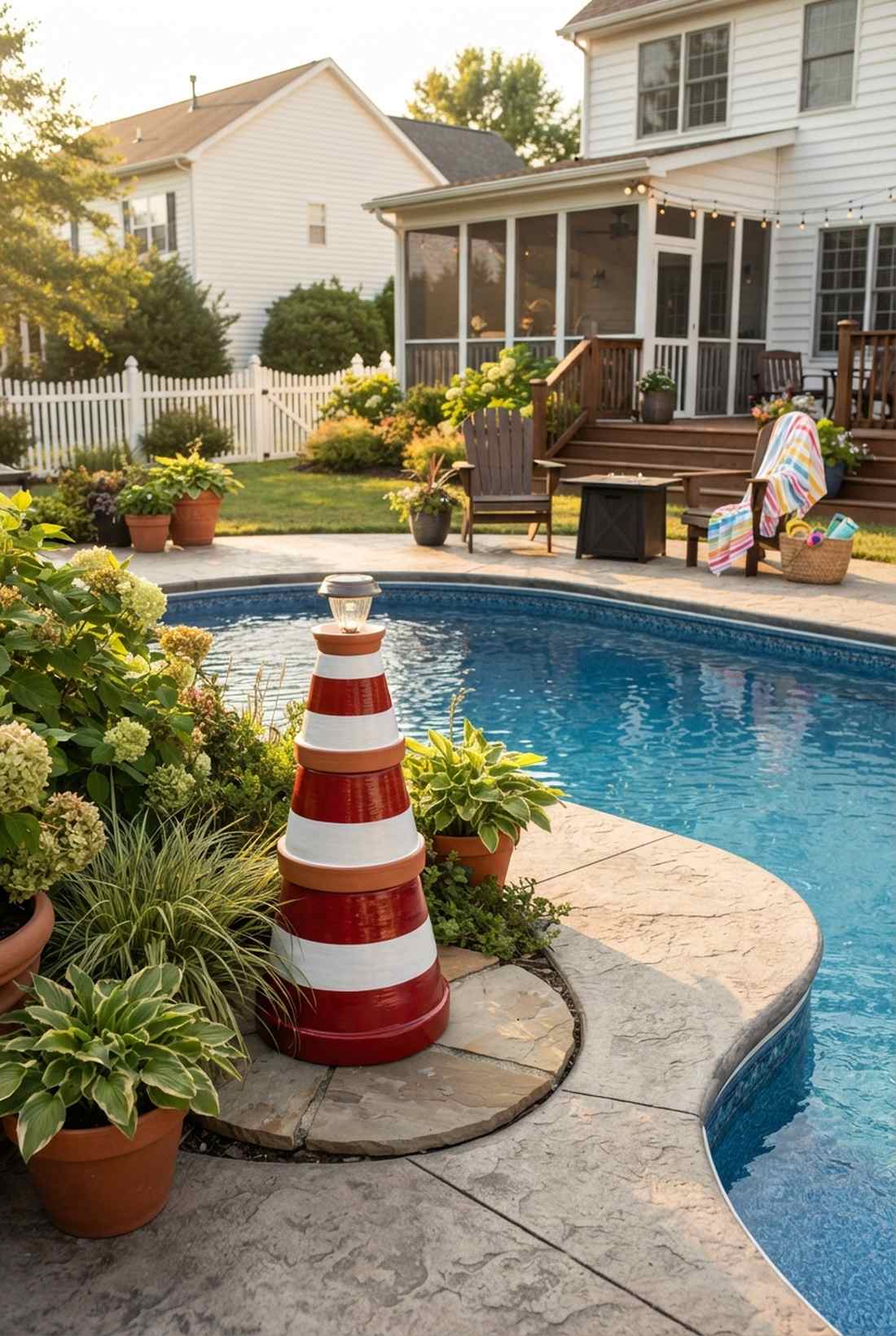 clay pot lighthouse accent