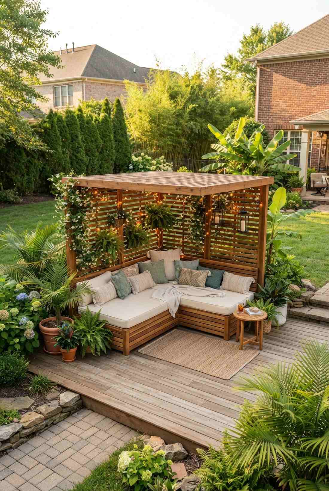 corner daybed with privacy panels