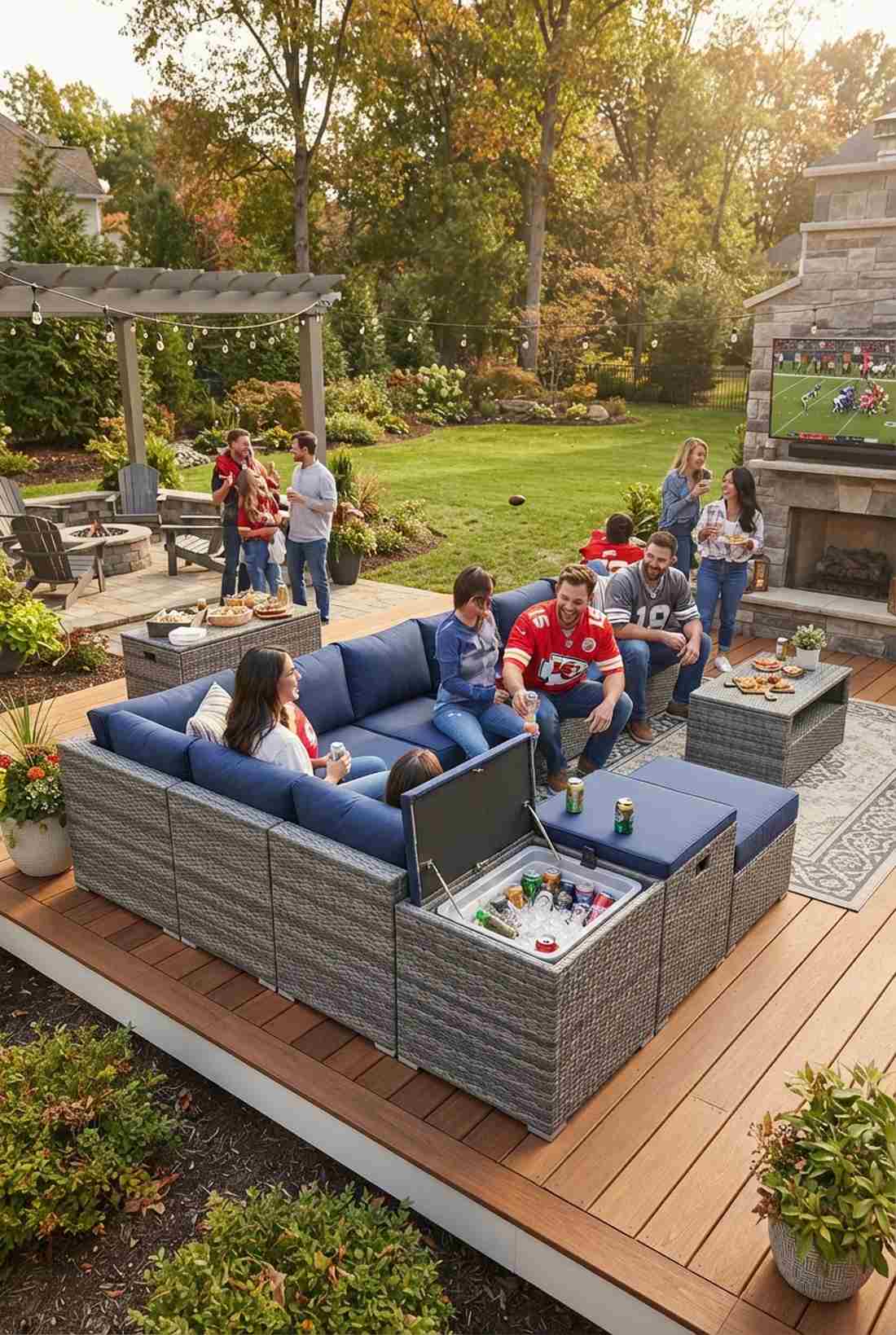 outdoor sectional with built in cooler